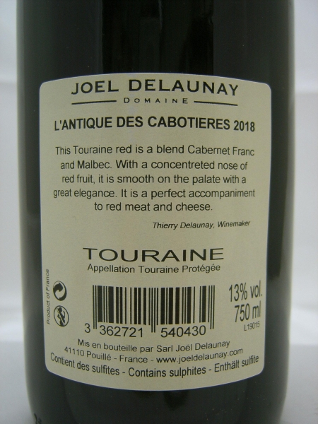 Domaine Joel Delaunay, L' Antique des Cabotieres 2018, AP Touraine, Rotwein, trocken, 0,75l